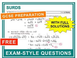 GCSE 9-1 Exam Question Practice (Surds)