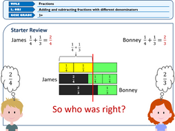 Adding and subtracting fractions and mixed numbers with different denominators