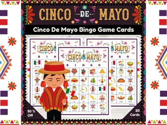 Cinco De Mayo Bingo Game Cards : Vocabulary Building Game Young Learners
