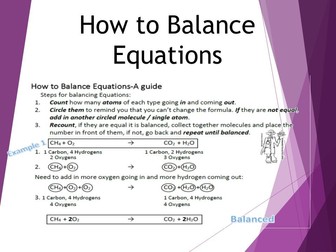 Balancing Equations Help sheet