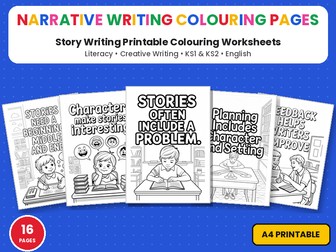 Narrative Writing Colouring Pages | Story Writing Printable Colouring Page Worksheets | KS1 KS2