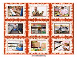 Shopping at Supermarket Cards 4 Pages = 36 Cards