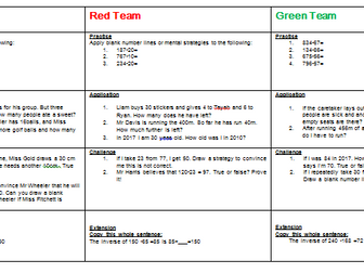 Y3/Y4 Subtraction, Plan & Worksheets (Differentiated 3 ways each day) PACE. Reasoning Heavy