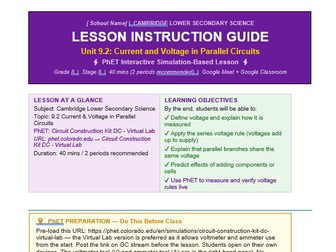 Cambridge Lower Secondary Science – Unit 9.2: Current and Voltage in Parallel Circuits