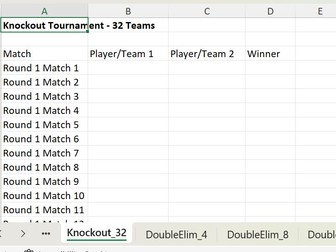 PE Tournament & Fixture Pack: Round Robin, Knockout, Double Elimination & League Tables