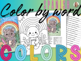 11 Colors in Spanish plus dark and light to Color by word/number total of 15