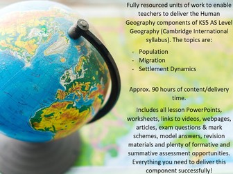 Fully Resourced CIE AS Level Human Geography Units of Work (KS5)