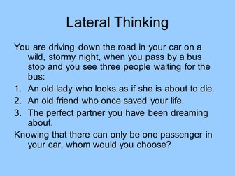 Lesson starter - lateral thinking