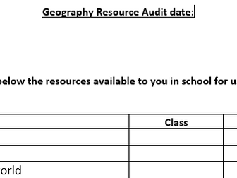 Geography subject leader resource audit
