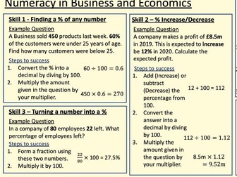 Business & Economics Numeracy Help Sheet