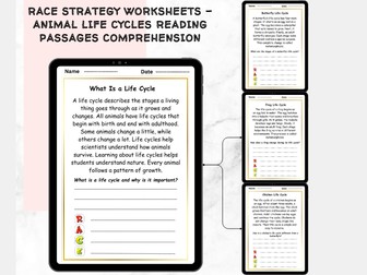 RACE Strategy Worksheets – Animal Life Cycles Reading Passages Comprehension