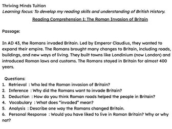 KS2 British History Reading Comprehensions