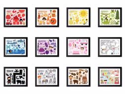 Vintage Illustrated Learn Your COLORS Prints (matching Coloring Pages)