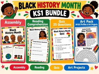 Black History Month KS1 Bundle | Assembly, Comprehension, Quiz & Art Projects | Updated for 2026-27