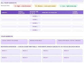 Revision Planner - IGCSE & A Level (Exam Countdown - Ready to Print!)