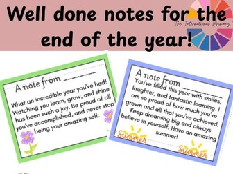 End of Year Well Done Notes | Teacher Notes to Students | Student Gift Tags | End of School