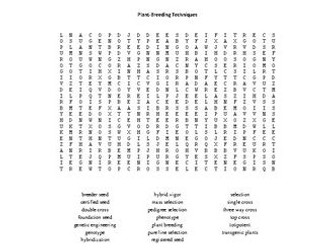 Plant-Breeding Techniques Word Search for an Ag. II Plant Science Course