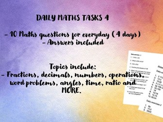 Daily maths exercises - week 4