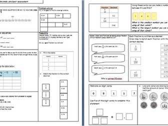 pre/post assessment Decimals Year 4