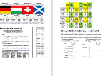 Euro 2024 - Top trumps & football based probability worksheets & dice simulation activities
