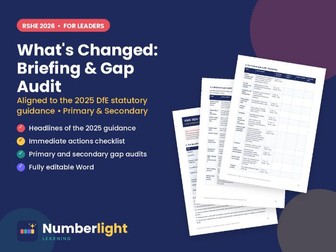 RSHE 2026 What's Changed: Leader Briefing and Curriculum Gap Audit (Editable)