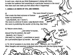 'MACBETH' ANIMALS IN CHAOS! WORKSHEET