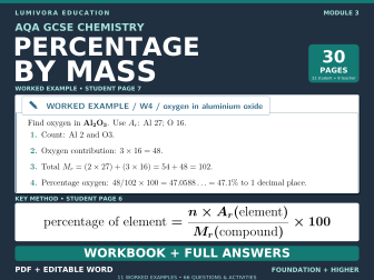 AQA GCSE Chemistry Percentage by Mass Workbook with Answers