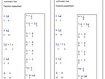 Fractions Assessment- Year 6