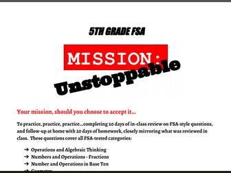 MISSION: UNSTOPPABLE! 5th Grade FSA Preparation Packet: Countdown to FSA (COMMON CORE)
