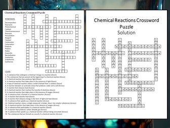 Chemical Reactions Crossword Puzzle Worksheet Activity