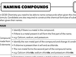 Naming Compounds GCSE and KS3 Chemistry | Teaching Resources