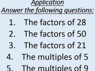 Place Value: Multiplication and Division A (Factors, Multiples, Squared and Cube)