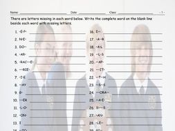 Present Simple Tense Statements Missing Letters