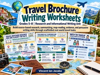 Travel Brochure Writing Unit | English + Geography | Research, Map Skills & Persuasive Writing