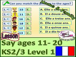 primary french lesson ks23 family saying ages up to 20 numbers