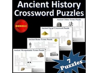 Ancient History Terminology | Vocabulary Crossword Puzzles Bundle
