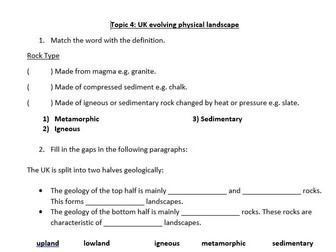 Edexcel Geography GCSE Revision Sheets Paper 2