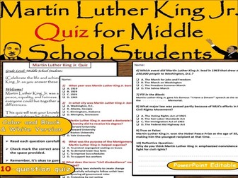 Martin Luther King Jr Quiz – Middle School MLK Day and Civil Rights History