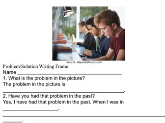 ESL Problem Solution Writing Frame Exercise