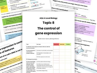 NEW Topic 8  The control of gene expression model answer notes AQA A Level Biology