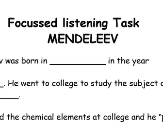 Focussed listening task on Mendeleev