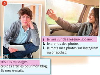 KS4 French  GCSE - 4 lessons -la technologie - les activités en ligne - les risques - les questions