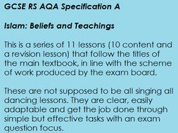 GCSE RS AQA A Islam Beliefs and Teachings | Teaching Resources