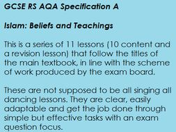 GCSE RS AQA A Islam Beliefs and Teachings | Teaching Resources