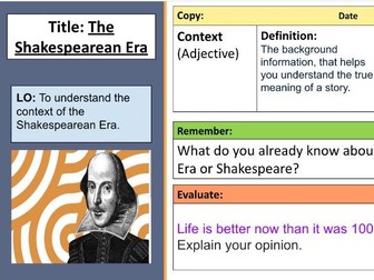 Introduction to Shakespeare SOW