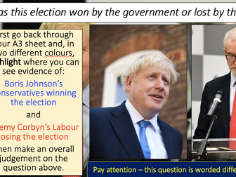 Edexcel A Level UK Politics Lessons 59-60 (General Election 2019)