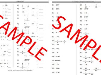 SATS Arithmetic Test worksheet CREATOR: 1 sheet - ideal for printing. Create INFINTE practice tests!