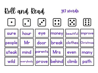 Roll and Read fluency activity red words & CEW