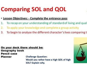 Year 8 SOW: Lesson 2: Comparing standard of living and quality of life
