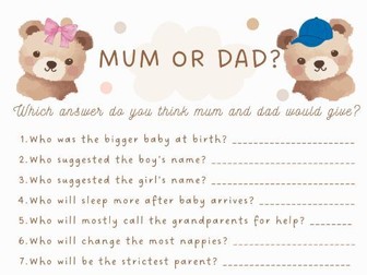 Baby shower game